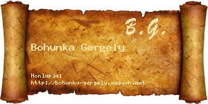 Bohunka Gergely névjegykártya